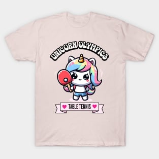 Table Tennis Unicorn Olympics 🏓🦄 -  Smashing Cuteness! T-Shirt